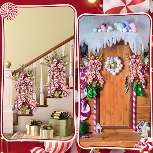 Hiboom 3 Pack 24 Inch Teardrop Prelit Christmas Swags with LED Lights