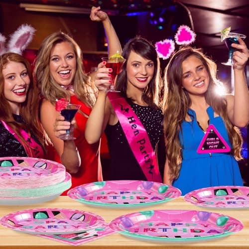 Grencian Hot Pink Spa Party Supplies for Girls & Women Pamper Party Favors Serves 24