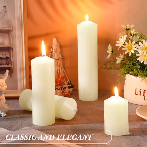 18-Piece Set of Ivory Pillar Candles for Weddings and Events