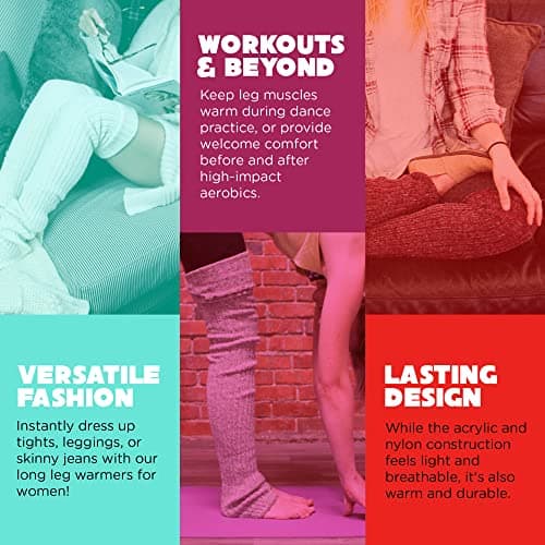 Super Long Women's Cable-Knit Leg Warmers (Denim)