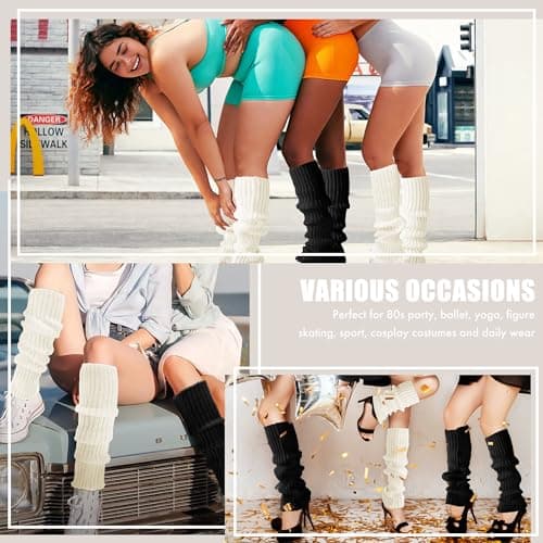 HEMOUR 80s Knit Leg Warmers for Women, Y2K Fashion Party Sports Yoga Dance Accessories