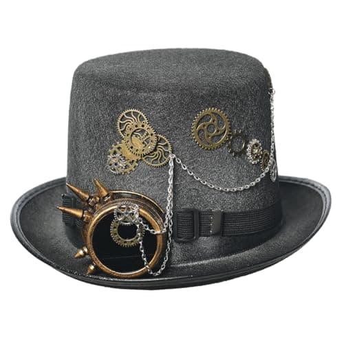 COSDREAMER Unisex Steampunk Gothic Punk Magician Hat with Feather