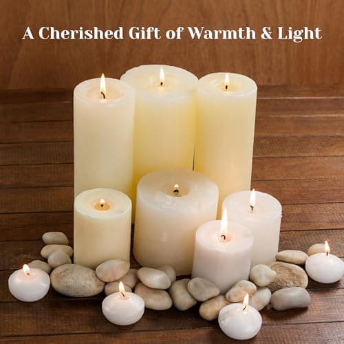 Parnoo Ivory Pillar Candles Set of 3 - Dripless Unscented Decorative Candles