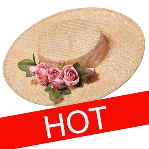 COSDREAMER Victorian Floral Flat Hat for Women and Girls