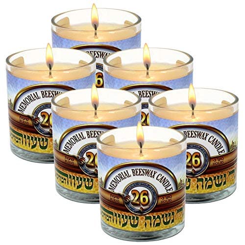 Kosher 6 Pack Rambue Yahrzeit Beeswax Candles - 24 Hour Burning Time