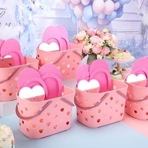 Pickmesh 8 Set Spa Party Supplies Pink Basket Heart Mirror Hair Accessories Birthday Gift