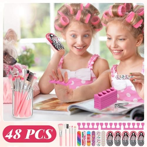 12-Piece Spa Sleepover Party Kit for Girls: Nail Clippers, Brushes, Toe Separators, Files & More for Fun Movie Night