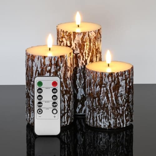 Realistic Battery-Powered White Flameless Candles with Remote, Φ 3" H 4" 5" 6"