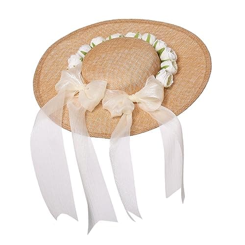 COSDREAMER Victorian Floral Flat Hat for Women and Girls