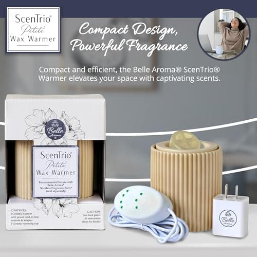 ScenTrio Ceramic Wax Warmer - Personalized Timer, Temperature Control - Home, Office - Taupe