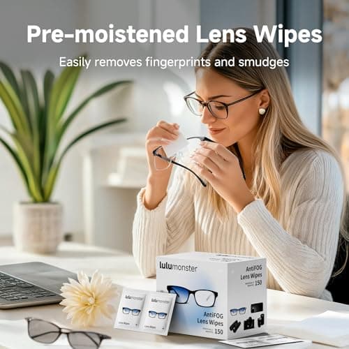 Lulumonster Anti-Fog Lens Wipes [150 Non-Scratching, Pre-Moistened Wipes]