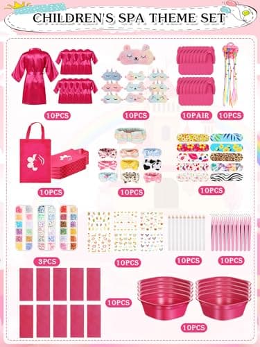 Suhine 10 Set Spa Party Supplies for Girls & Kids Birthday Favor Kit