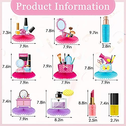 10 Piece Spa Honeycomb Centerpieces for Makeup Party Supplies