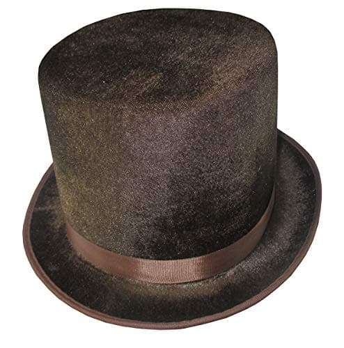Dickens Era Roaring 20s Formal Velvet Top Hat Brown Magician Accessory