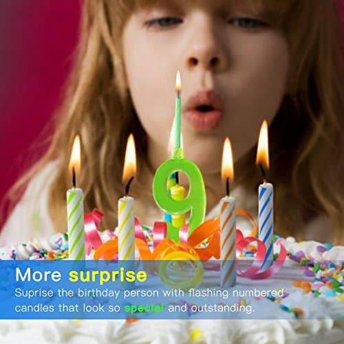 Novelty Flashing Multicolor Birthday LED Candle Toper with 4 Candles (Number 2)