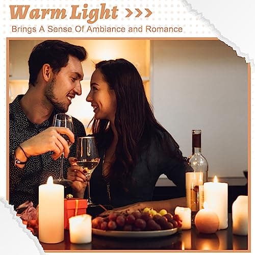 MTLEE Set of 60 White Pillar Unscented Emergency Decorative Candles for Home and Wedding