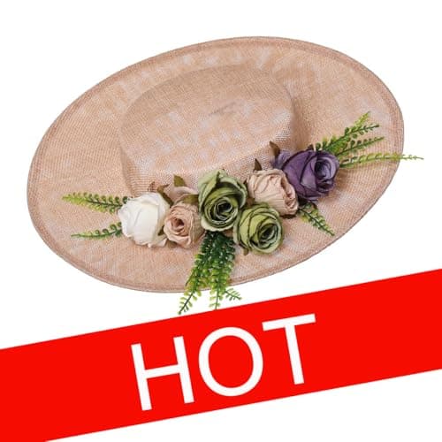 COSDREAMER Victorian Floral Flat Hat for Women and Girls
