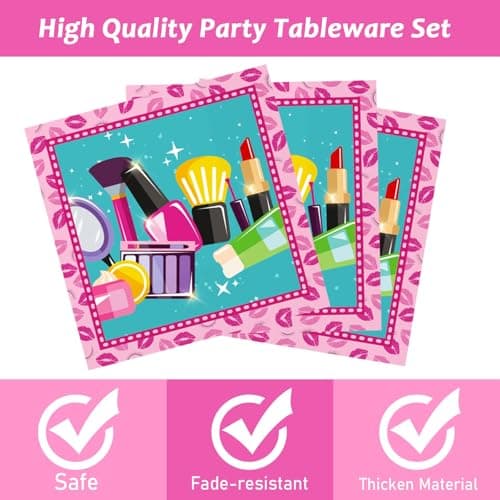 96 PC Spa Birthday Party Plates Napkins Supplies Set for Girls & Baby Shower Decorations