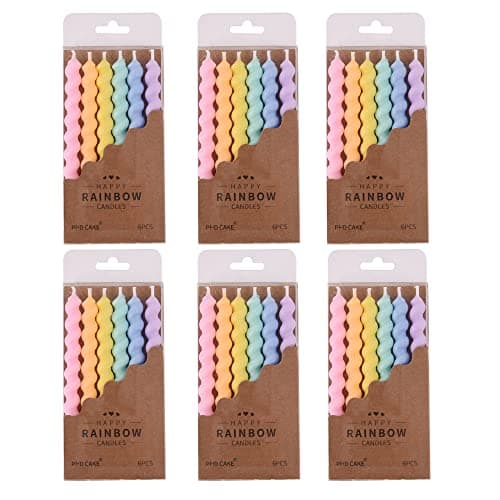 Rainbow Spiral Birthday Candles with Holders