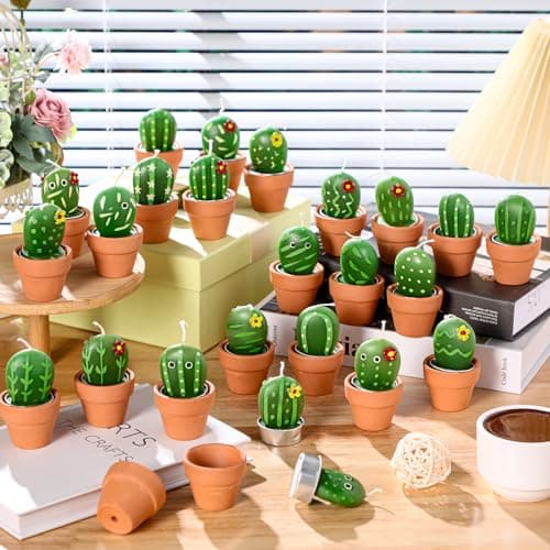 Shihanee 24 Pack Succulent Candles - Cactus Candles for Baby Shower, Birthday, Wedding Party Favors