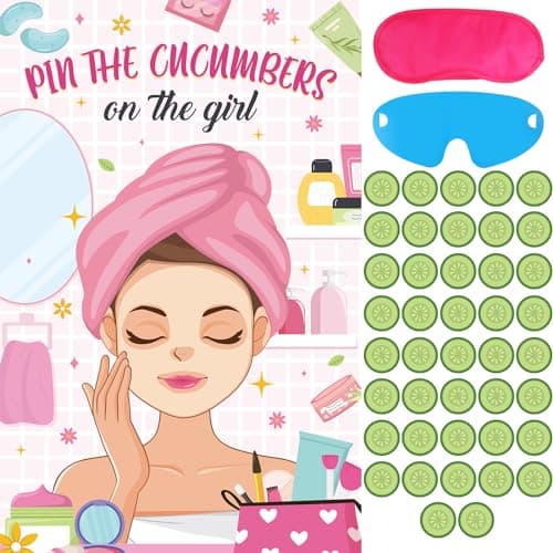 Hxezoc Spa Party Games - Pin The Cucumbers on The Girl with 42 Pcs Cucumber Stickers
