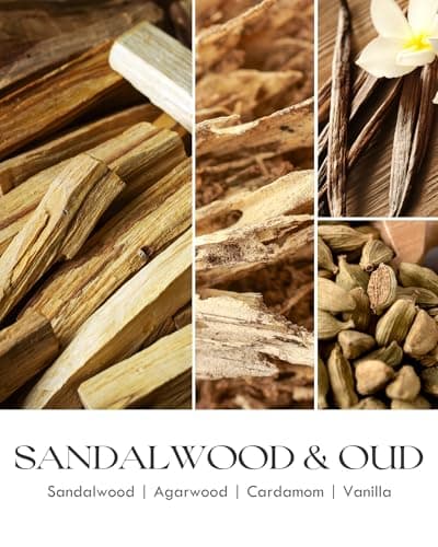 AOOVOO Sandalwood Oud Aromatherapy Candle, 10 oz Concrete Jar Gift for Him & Her