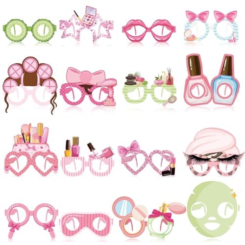 32pcs Spa Photo Booth Props: Makeup Eyeglasses Frames for Party Decorations