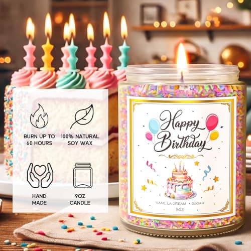 Happy Birthday Vanilla Scented Candles, 9 oz, Gift for Him & Her