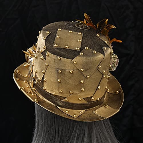 COSDREAMER Unisex Steampunk Gothic Punk Magician Hat with Feather