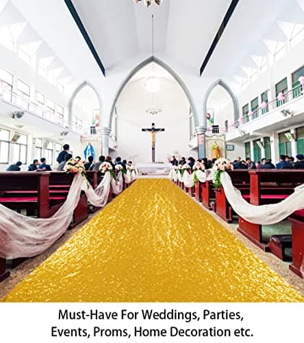 Gold Sequin Aisle Runner for Weddings - 2FTx15FT