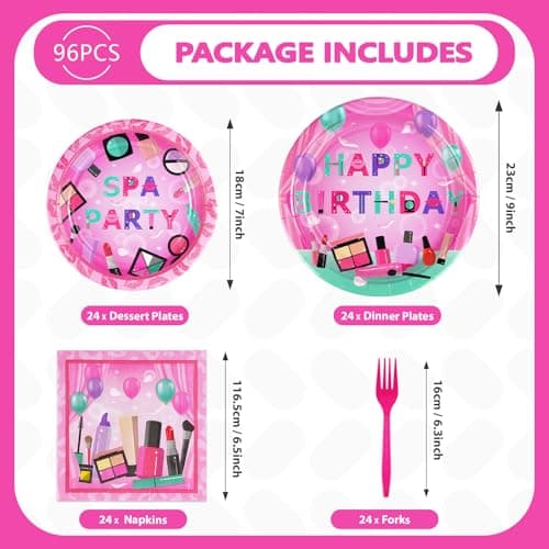 Grencian Hot Pink Spa Party Supplies for Girls & Women Pamper Party Favors Serves 24