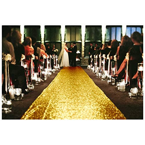 Gold Sequin Aisle Runner for Weddings - 2FTx15FT