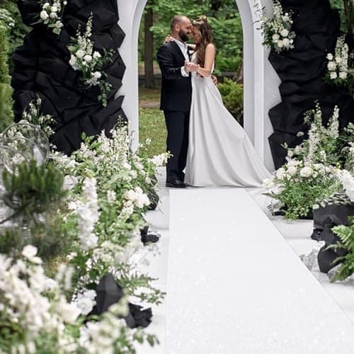 Sparkly White Sequin Wedding Aisle Runner - 2FTx15FT