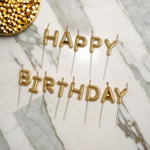 Gold Birthday Balloon Candles - 13 Pieces, 2.25"