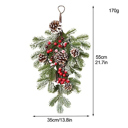2Pcs Artificial Greenery Swag with Berry Pine Cone for Christmas Décor