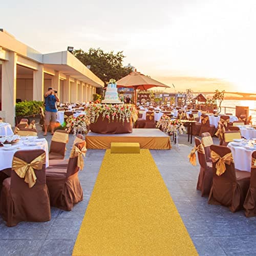 Gold Sequin Aisle Runner for Weddings and Events (2 x 15 ft)