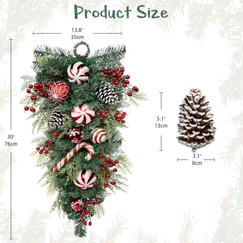 30" Artificial Winter Swag Garland with Pine Cones & Berry Clusters for Holiday Decoration
