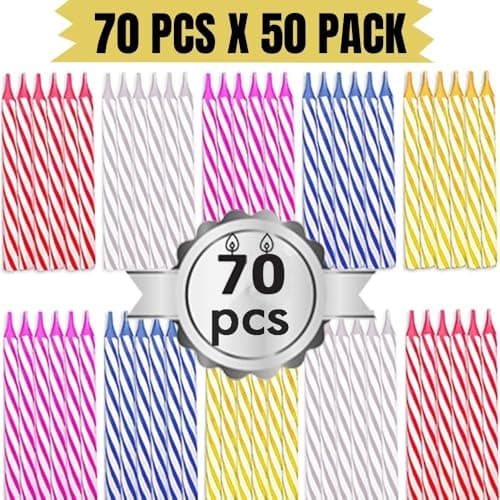 50 Pack Colorful Spiral Birthday Candles - Perfect for Cakes & Cupcakes