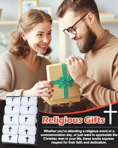Shihanee Men's Religious Cross Crew Socks Christian Gifts