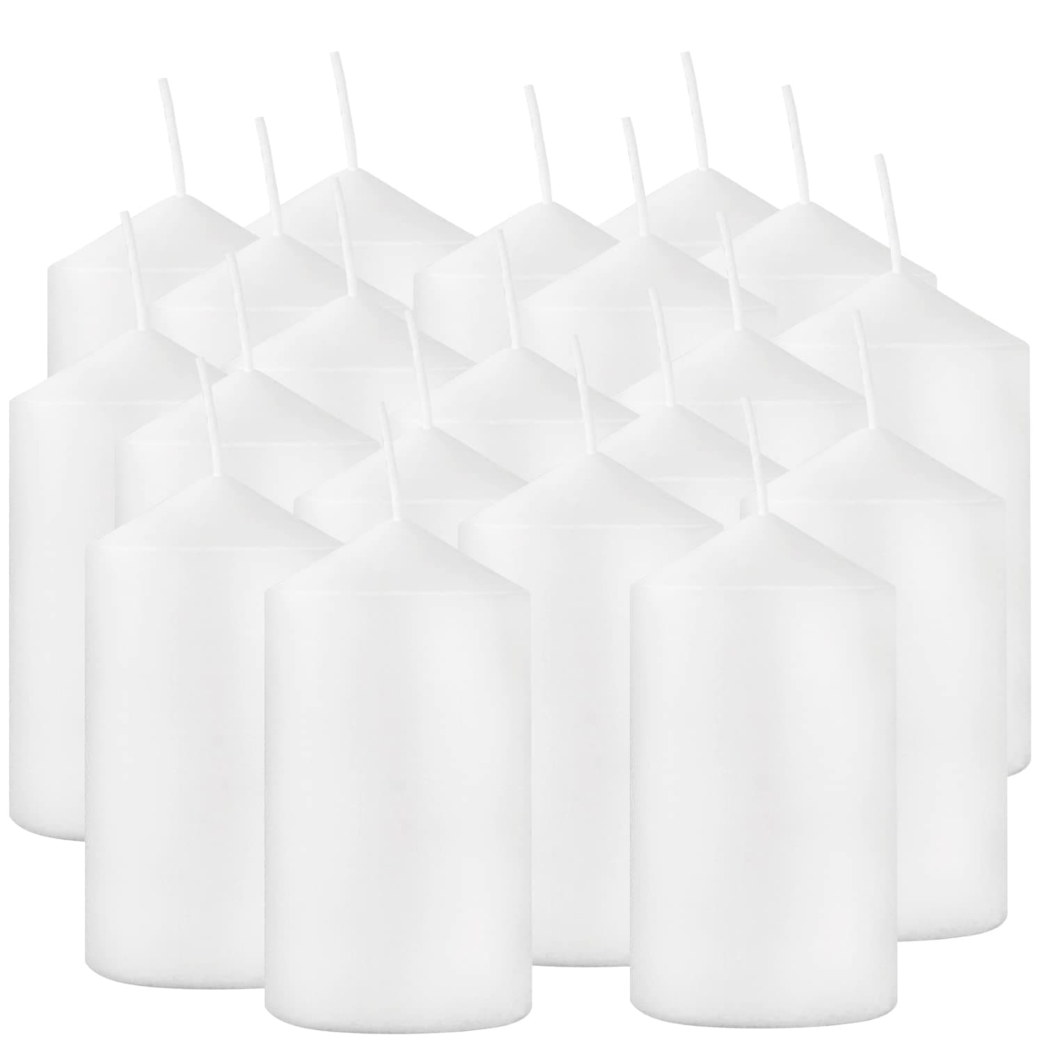 20-Pack High White 2x4 Unscented Pillar Candles, Ideal for Weddings & Emergencies