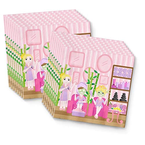 Girls Spa Sleepover Kit for 16 - Tableware Set Includes Plates, Napkins & Cups
