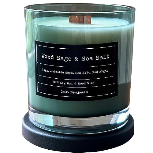 Wood Sage & Sea Salt Wooden Wick Soy Candle, 8 oz, Highly Scented