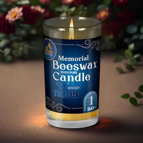 24 Hour Ner Mitzvah Beeswax Yartzeit Candle - 2 Pack Glass Jar Kosher