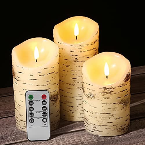 Realistic Battery-Powered White Flameless Candles with Remote, Φ 3" H 4" 5" 6"
