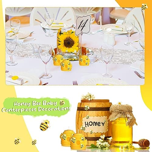Shihanee 55 Pcs Honeycomb Candles Beeswax Beehive Set Baby Shower Favors