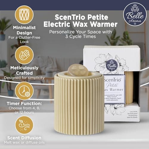 ScenTrio Ceramic Wax Warmer - Personalized Timer, Temperature Control - Home, Office - Taupe