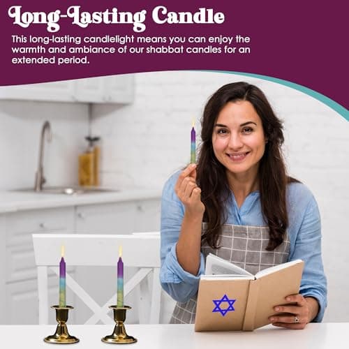Safed 12-Pack Harmony Violet Shabbat Candles - Dripless & Traditional (SC-SHHR-V)