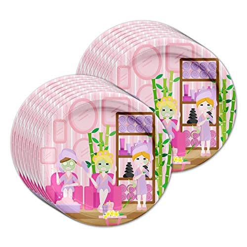 Girls Spa Sleepover Kit for 16 - Tableware Set Includes Plates, Napkins & Cups
