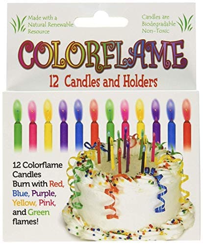 Colorflame Birthday Candles with Colored Flames - 12 Per Box