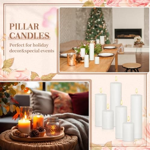 MTLEE 48-Piece Assorted Pillar Candle Set - Dripless, Unscented, Smokeless (3, 6, 8) for Weddings, Holidays, Restaurants, and Home Decor